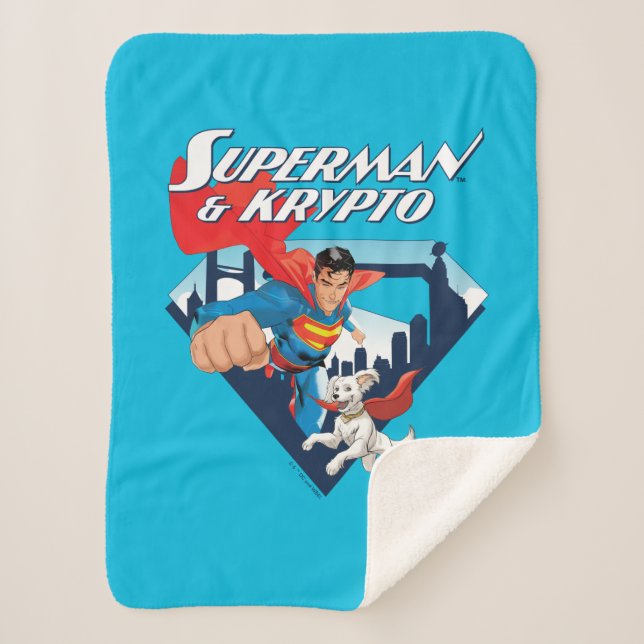 Cobertor Sherpa Superman & Krypto Soar (Frente)