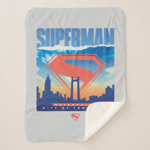 Cobertor Sherpa Superman Metropolis Skyline