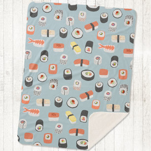 Cobertor Sherpa Sushi Nigiri Maki Roll Pattern