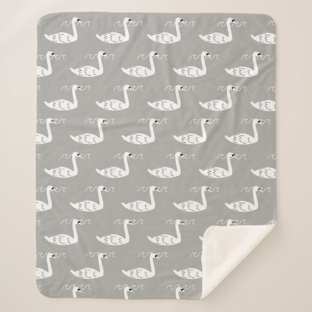 Cobertor Sherpa Swans e ondas (Frente)