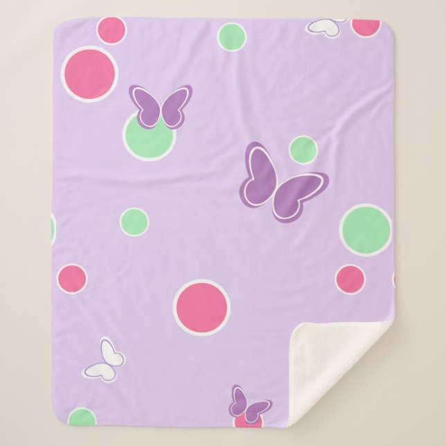 Cobertor Sherpa sweet butterflies and polka dots (Frente)