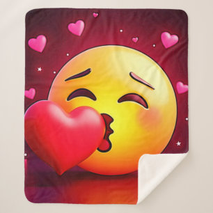 Cobertor Sherpa Sweet Kiss Heart Emoji
