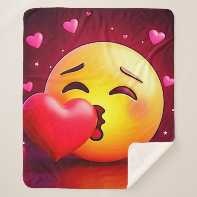 Cobertor Sherpa Sweet Kiss Heart Emoji (Frente)