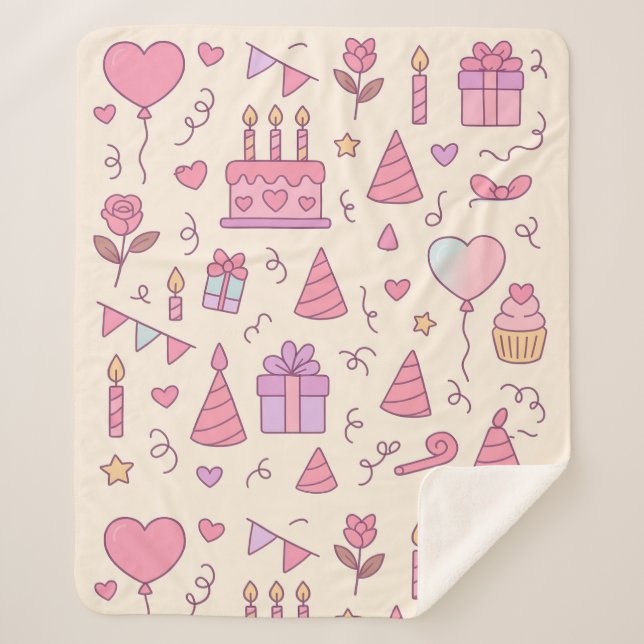 Cobertor Sherpa Sweet Princess Party Celebration Pattern (Frente)