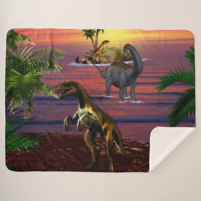 Cobertor Sherpa T-REX e BRONTASOURUS (Frente (Horizontal))