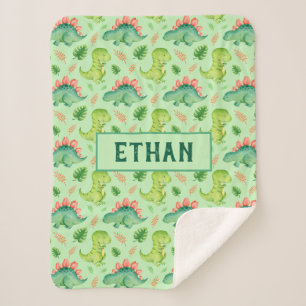 Cobertor Sherpa T-Rex Stegosaurus, Dinossauro Bonito, Personalizad