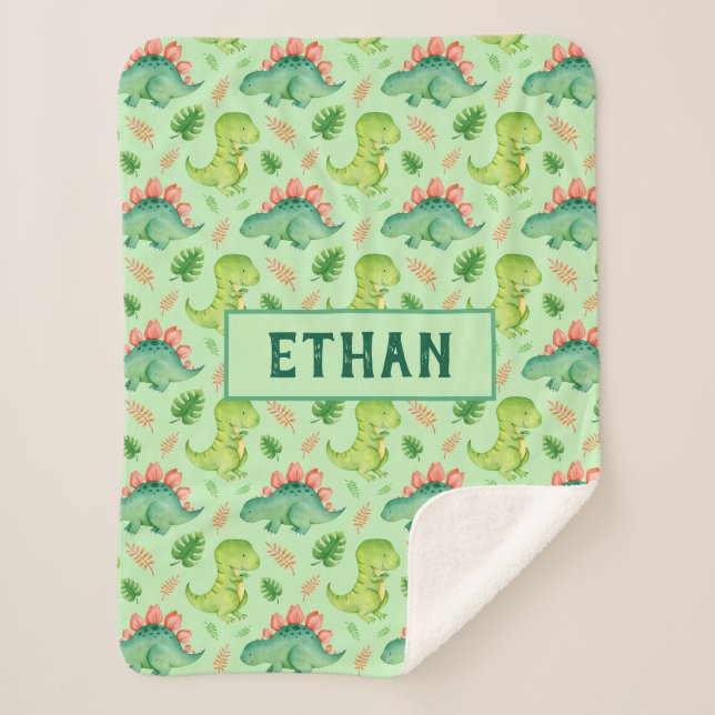 Cobertor Sherpa T-Rex Stegossauro, Dinossauro Bastante Bons, Perso (Frente)