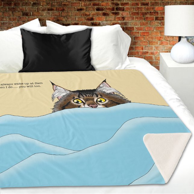 Cobertor Sherpa Tabby Cat Peeking Blue Funny (Criador carregado)