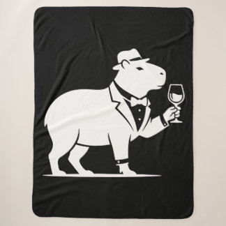 Cobertor Sherpa Tacaça de Vinho de Capivara Engraçada Minimalista