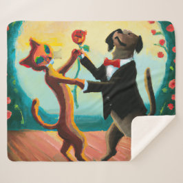 Cobertor Sherpa Tango Dançante de Gato e Cão no Dance Club, Arte A