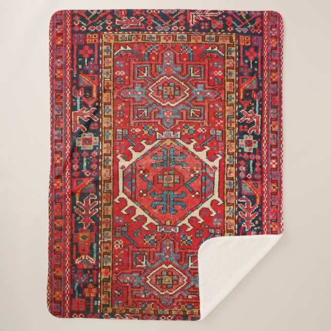 Cobertor Sherpa Tapete Antigo Oriental Turco Persa (Frente)