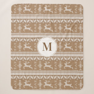 Cobertor Sherpa Tarpe de Natal e Veado Branco Norueguês Monogram