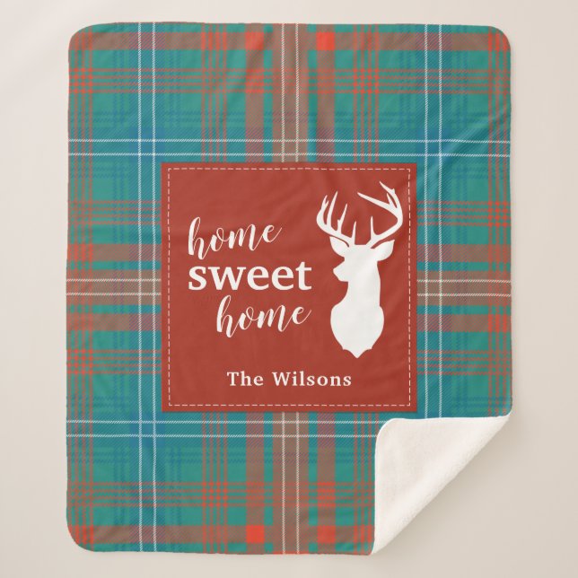 Cobertor Sherpa Tartan Xadrez Natal Clan Wilson Personalizado (Frente)