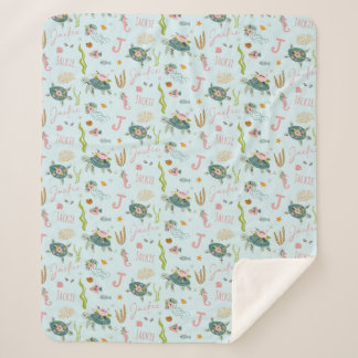 Cobertor Sherpa Tartaruga de Menina Personalizada | 50x60