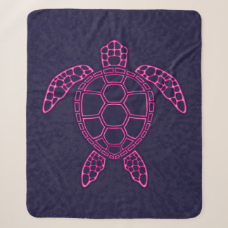 Cobertor Sherpa Tartaruga Marinha com Design de Lava Neon Rosa Que