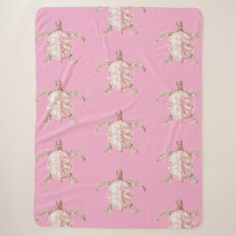Cobertor Sherpa Tartarugas Marinhas Rosa