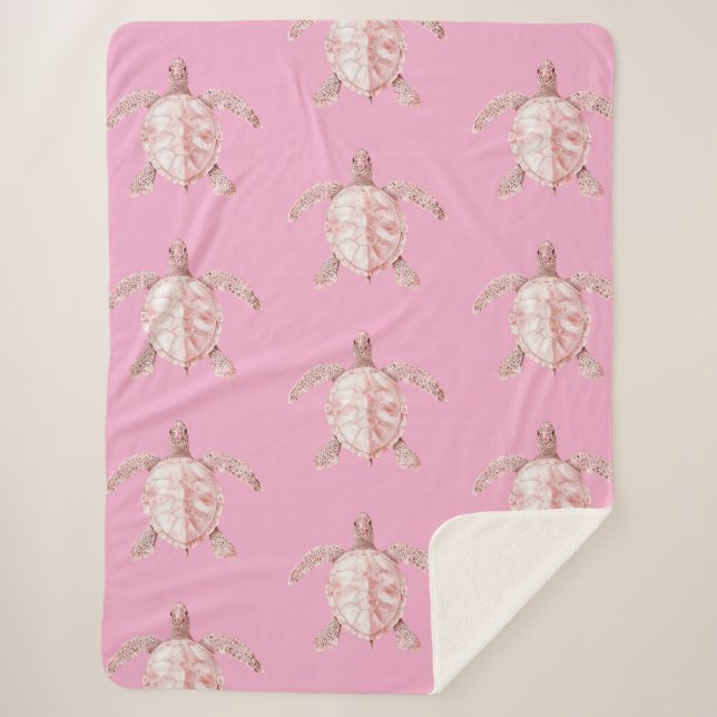 Cobertor Sherpa Tartarugas Marinhas Rosa (Frente)