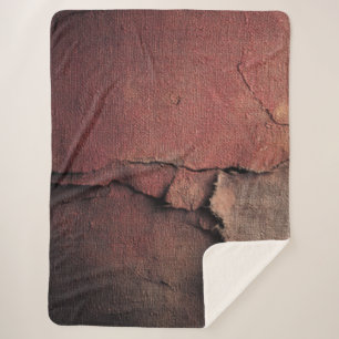 Cobertor Sherpa Tattered Canvas Abstract in Rust and Earth