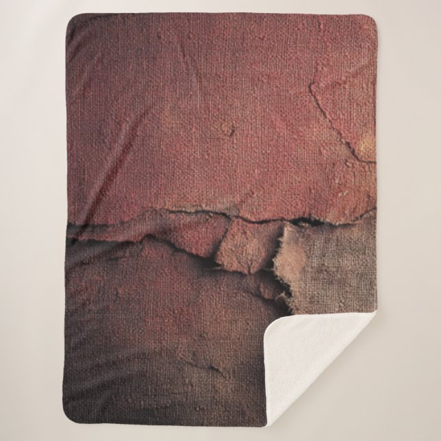 Cobertor Sherpa Tattered Canvas Abstract in Rust and Earth (Frente)