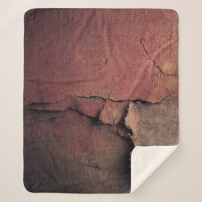 Cobertor Sherpa Tattered Canvas Abstract in Rust and Earth (Frente)