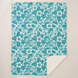 Cobertor Sherpa Teal Botanical Sherpa Blanket