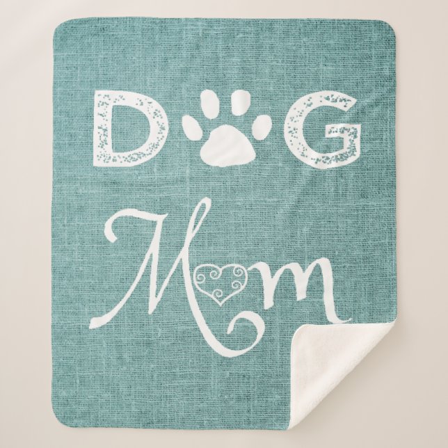 Cobertor Sherpa Teal Burlap Dog Mãe Sherpa Blanket (Frente)