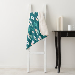 Cobertor Sherpa Teal de Ouros Atômicos de meio século, Peach, Azul