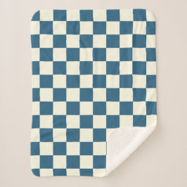 Cobertor Sherpa Teal E Cream Checkerboard Sherpa Blanket
