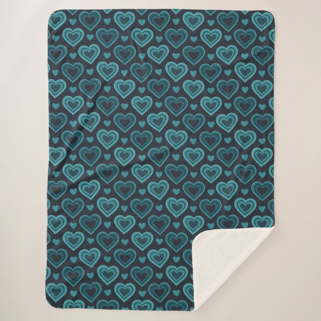 Cobertor Sherpa Teal Hearts (Frente)