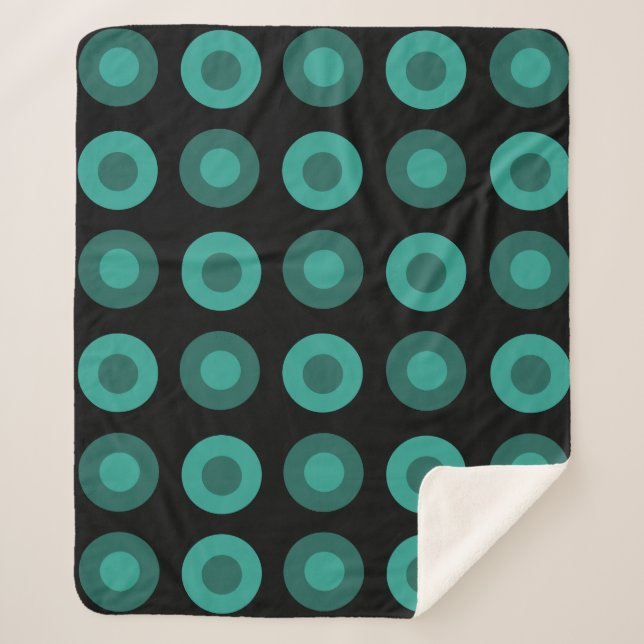 Cobertor Sherpa Teal Preto dos Pontos do Médio Século (Frente)