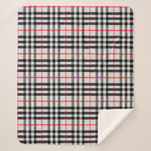Cobertor Sherpa Tecido Checkered clássico vermelho branco preto d