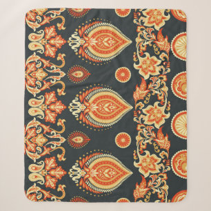 Cobertor Sherpa Tecido Étnico Paisley Oriental
