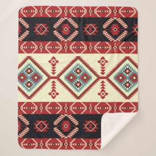 Cobertor Sherpa Tecido nativo. Design geométrico. Tribo étnica