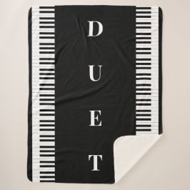Cobertor Sherpa Teclado de Música de Duet Musical de Píano Branco 