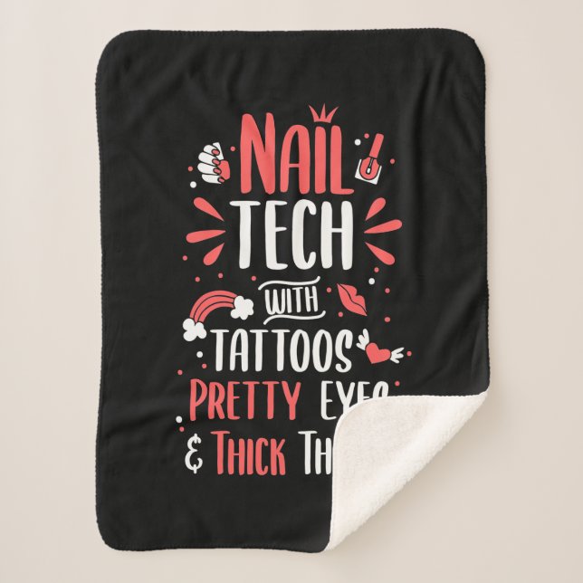 Cobertor Sherpa Tecnologia Nail com Tatuagens (Frente)