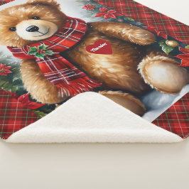 Cobertor Sherpa Teddy Bear adiciona o nome da criança ao seu coraç