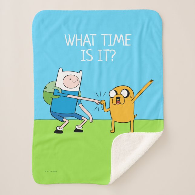 Cobertor Sherpa Tempo de Aventura | Finn & Jake Fist Bump (Frente)