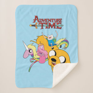 Cobertor Sherpa Tempo de Aventura   Senhora, Bublegum, Finn e Jake