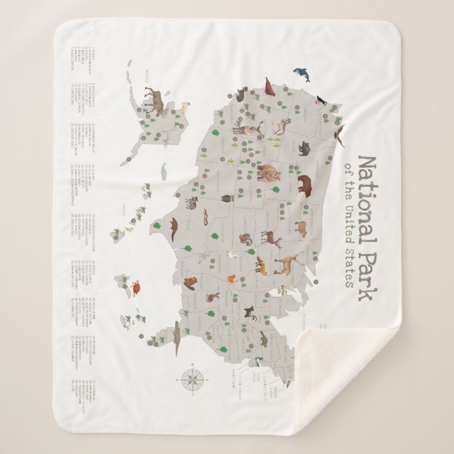 Cobertor Sherpa Terra Tone National Park Map Woodland Nursery (Frente)