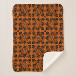 Cobertor Sherpa Terracotta Black Ancient Grego Meander Patterno