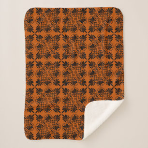 Cobertor Sherpa Terracotta Black Ancient Grego Meander Patterno