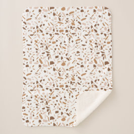 Cobertor Sherpa Terrazzo Marrom Bege Branco Cores Neutras