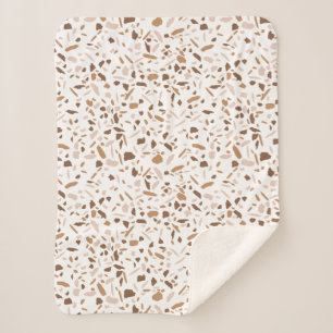 Cobertor Sherpa Terrazzo Marrom Bege Branco Cores Neutras