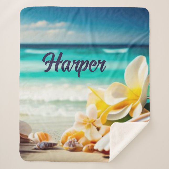 Cobertor Sherpa Tesouros de Praia (Frente)