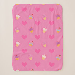 Cobertor Sherpa Teste padrão cor-de-rosa do cupcake