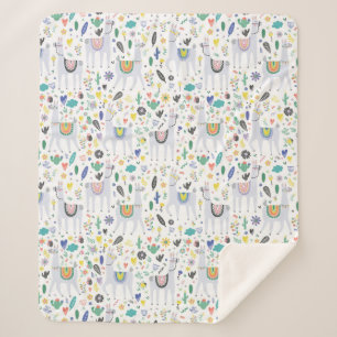 Cobertor Sherpa Teste padrão da alpaca do Doodle