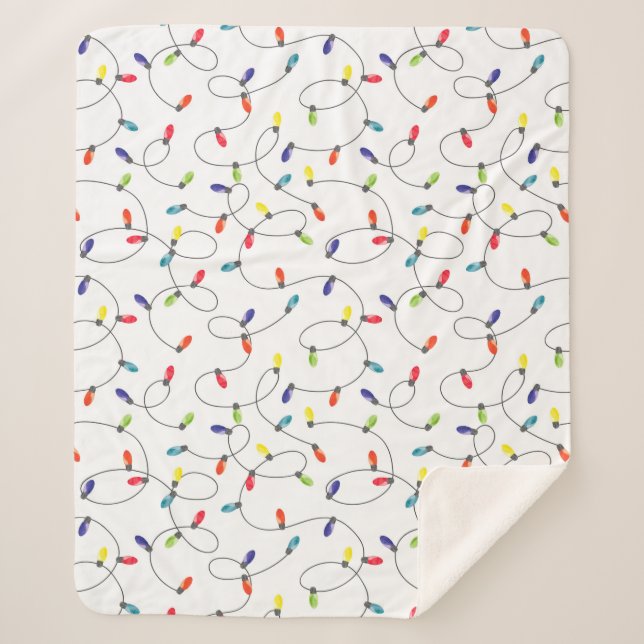 Cobertor Sherpa Teste padrão das luzes de Natal (Frente)