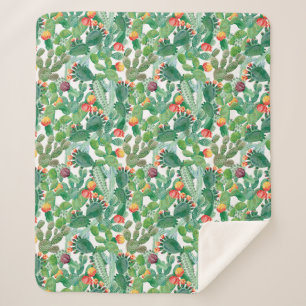 Cobertor Sherpa Teste padrão do cacto da aguarela