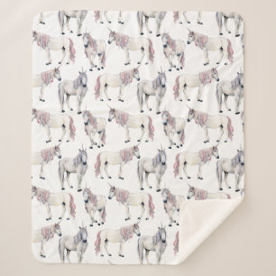 Cobertor Sherpa Teste padrão do conto de fadas do unicórnio da
