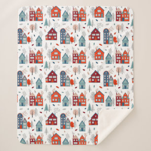 Cobertor Sherpa Teste padrão escandinavo da arte popular da casa